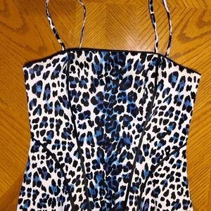 Vintage 90s Y2K Corset Bustier Animal Graphic Print Sz 4 White House Black Markt